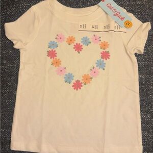 Cat & Jack Cream Tee with Floral Heart Design